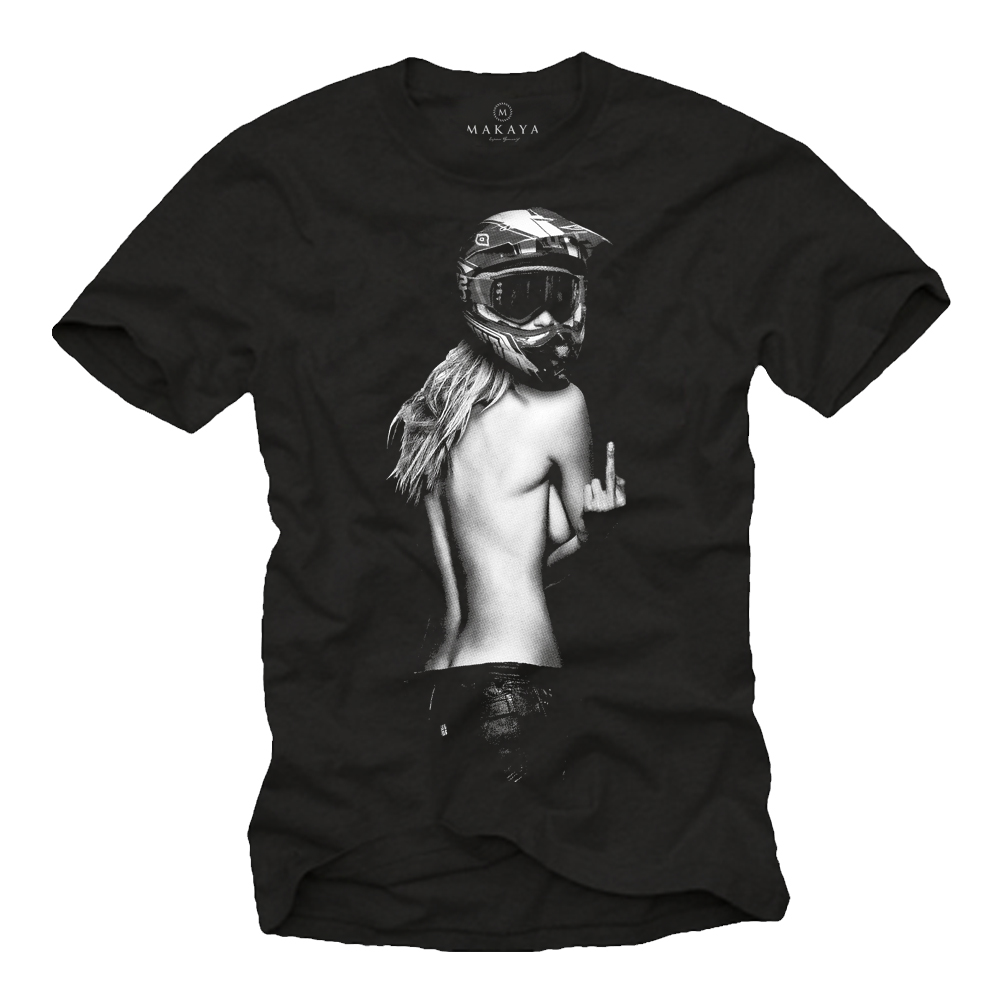 Motorcycle T-Shirt Funny for Men - Pin Up Girl Motocross