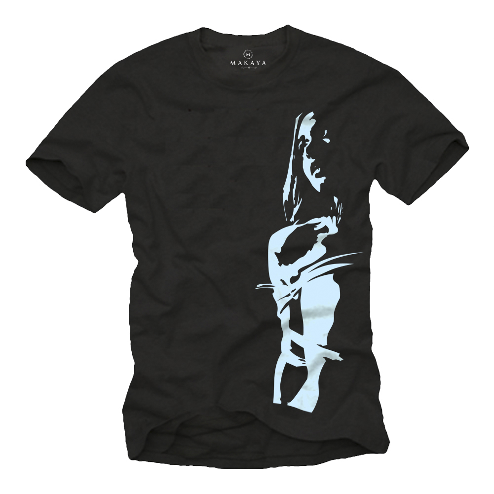 Men's T-shirt with black print design ice blue