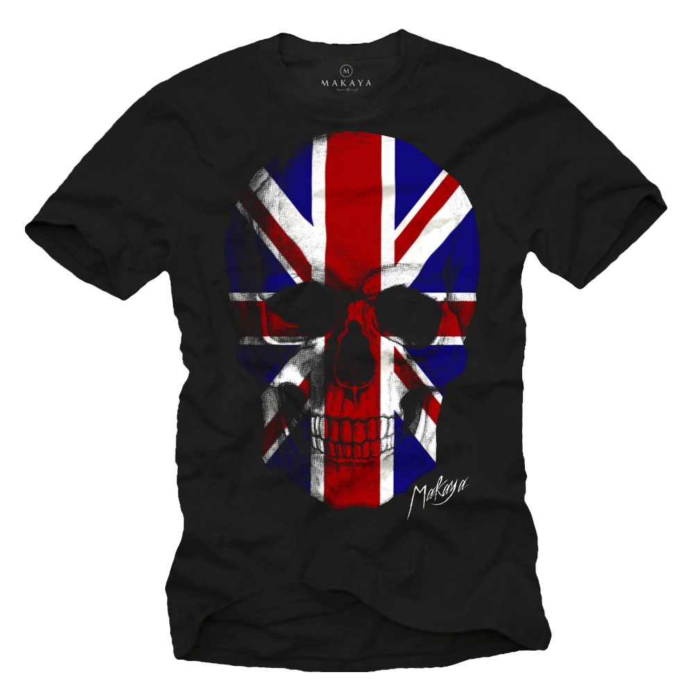 Skull T-shirt with Union Jack flag for men.