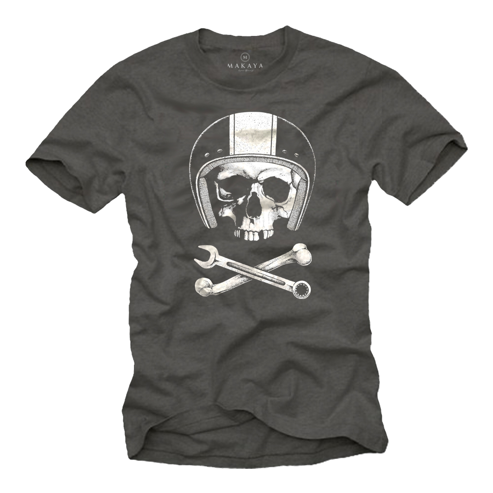 Men's T-shirt design for motorcycle riders - Mechanic Skull