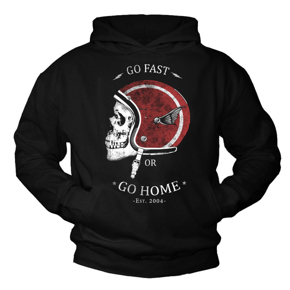 Biker Kapuzenpullover Totenkopf mit Helm