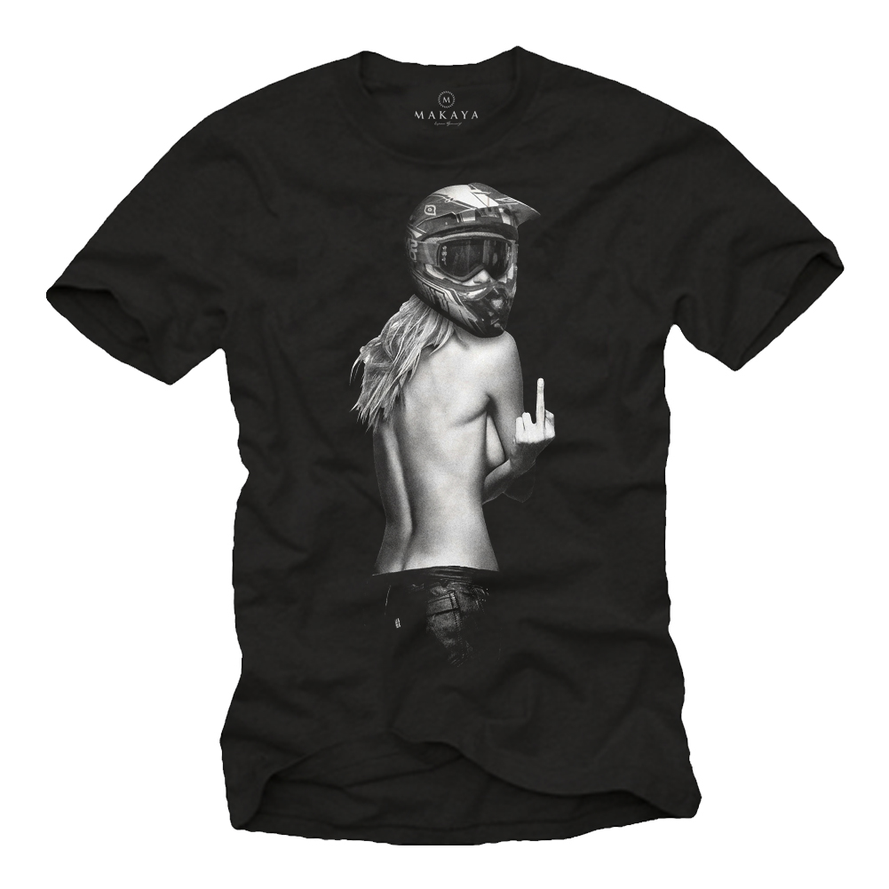 Motorcycle T-Shirt Funny for Men - Pin Up Girl Motocross