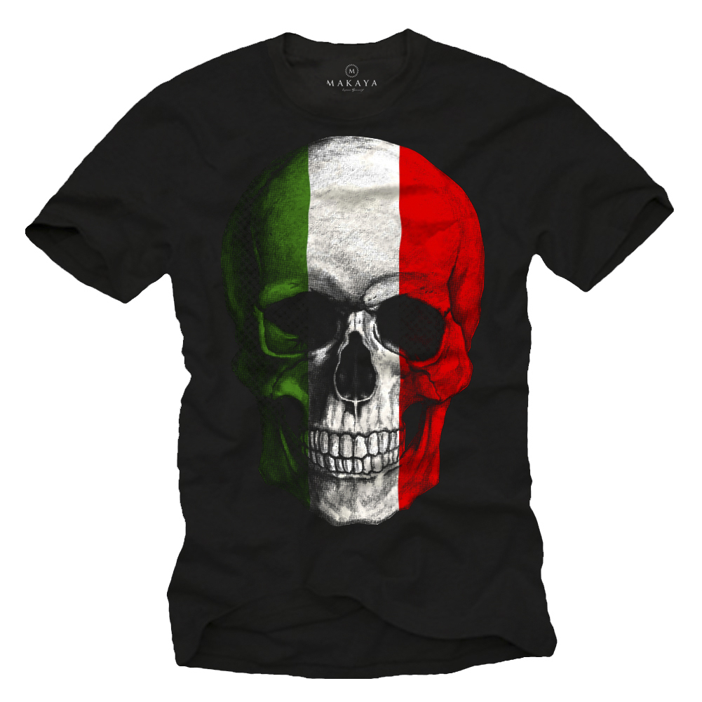 Men's T-shirt with Italian flag - skull