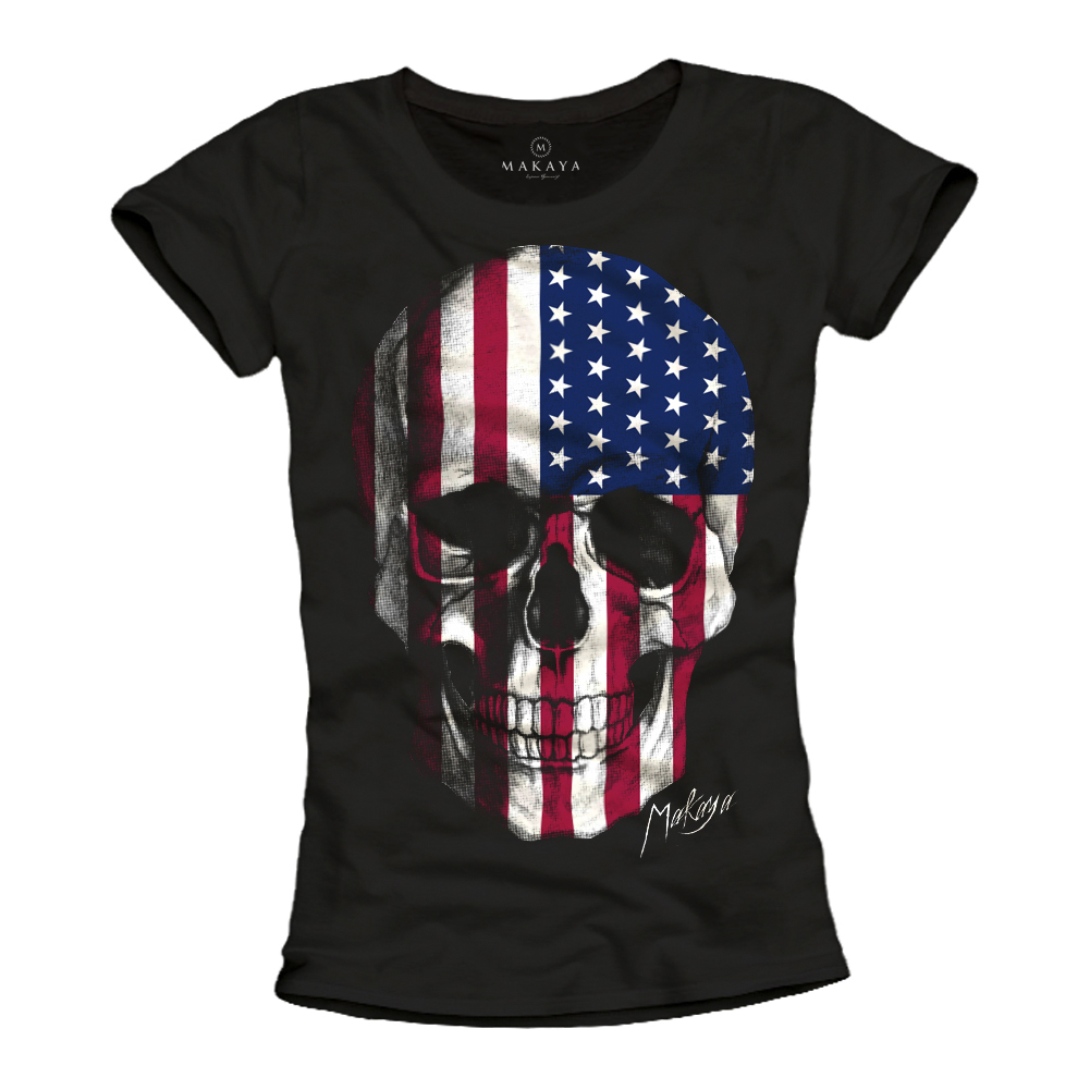 Damen T-Shirt - USA Skull
