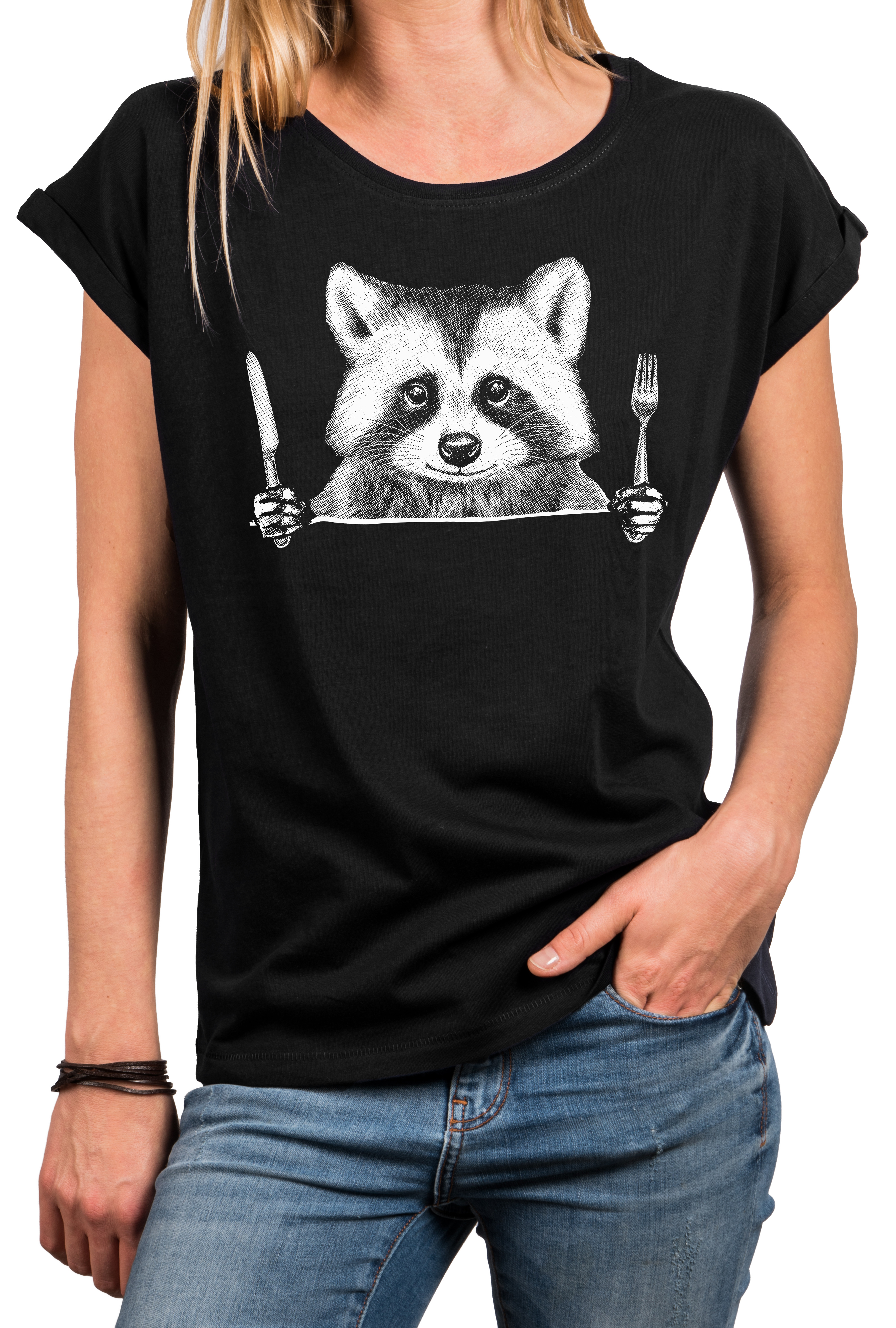 Damen Shirt mit Print - Waschbär